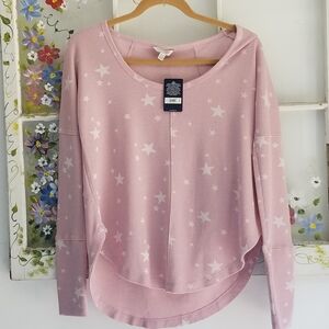 NWT Lucky Brand  Pink Long Sleeve Tee Star print  Size XS